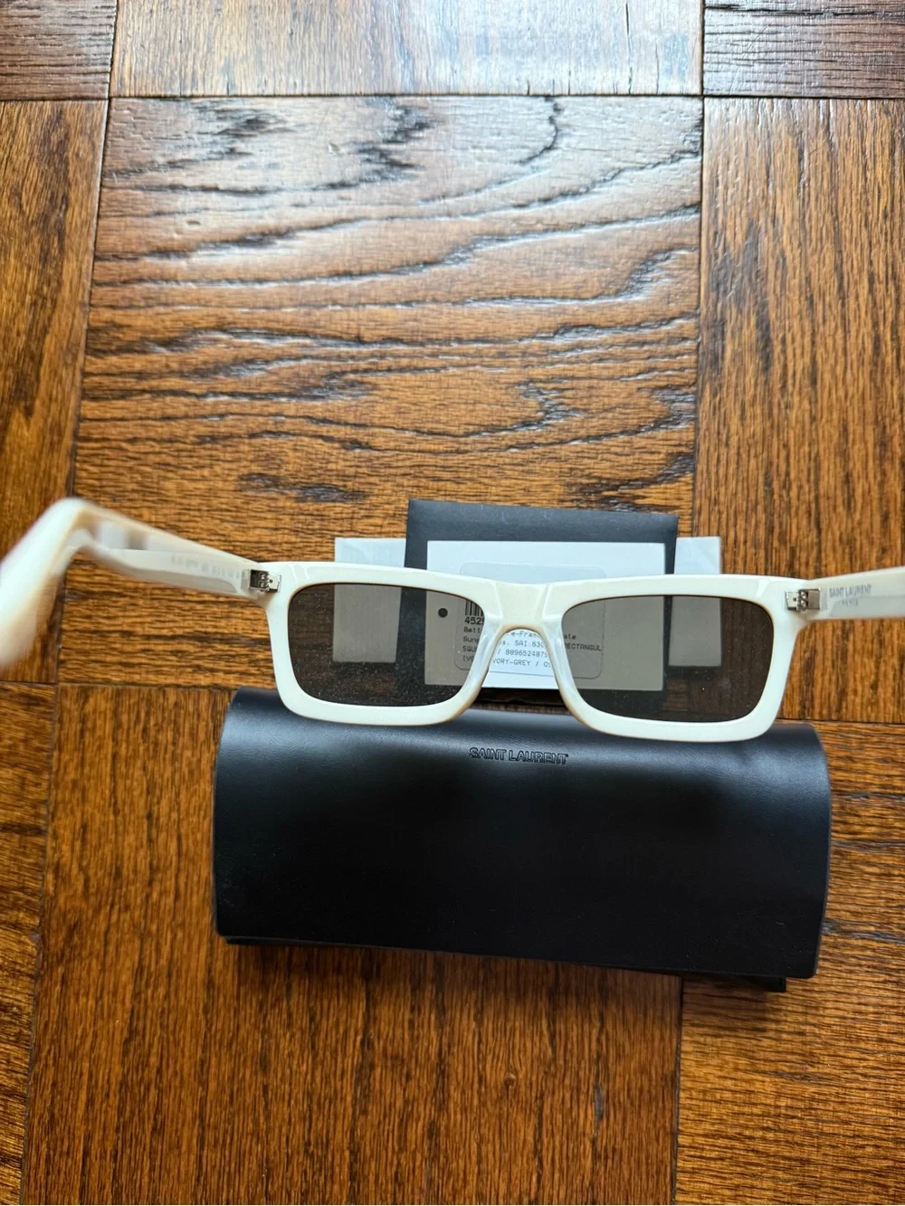 Saint Laurent Ivory Rectangular Sunglasses